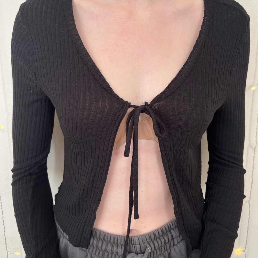 Tie front long sleeve shirt